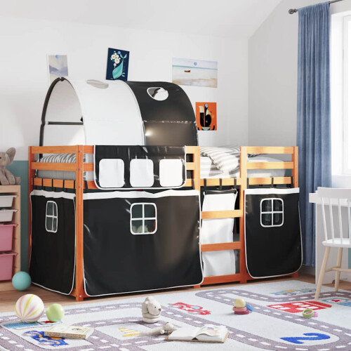 Berkfield Bunk Bed without Mattress White&Black 80x200 cm Solid Wood Pine