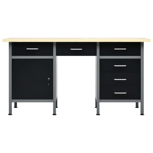 Berkfield Workbench Black 160x60x85 cm Steel 2