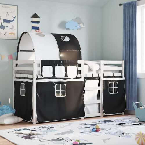 Berkfield Bunk Bed without Mattress White&Black 80x200 cm Solid Wood Pine