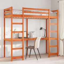 Berkfield Loft Bed Frame without Mattress Wax Brown 75x190 cm Small Single Solid Wood Pine