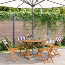 Berkfield 5 Piece Garden Dining Set Blue and White Fabric and Solid Wood
