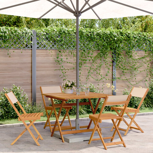 Berkfield 5 Piece Garden Dining Set Beige Fabric and Solid Wood