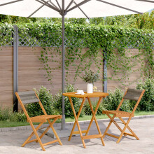 Berkfield 3 Piece Bistro Set Grey Polypropylene and Solid Wood