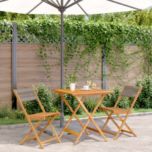 Berkfield 3 Piece Bistro Set Grey Polypropylene and Solid Wood