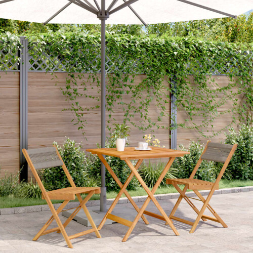 Berkfield 3 Piece Bistro Set Grey Polypropylene and Solid Wood