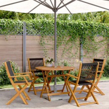 Berkfield 5 Piece Garden Dining Set Black Polypropylene and Solid Wood
