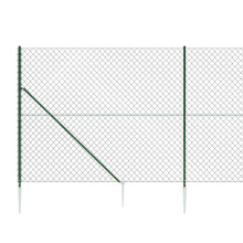 Berkfield Chain Link Fence with Spike Anchors Green 2.2x25 m