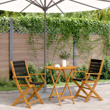 Berkfield 3 Piece Bistro Set Black Polypropylene and Solid Wood