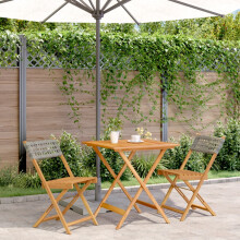 Berkfield 3 Piece Bistro Set Grey Poly Rattan and Solid Wood