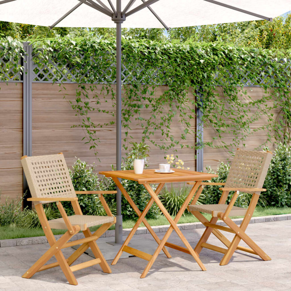 Berkfield 3 Piece Bistro Set Beige Poly Rattan and Solid Wood-image-OPC-PTFXRF8-NEW