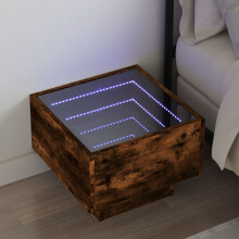 Berkfield Bedside Table with Infinity LED Smoked Oak 40x40x30 cm