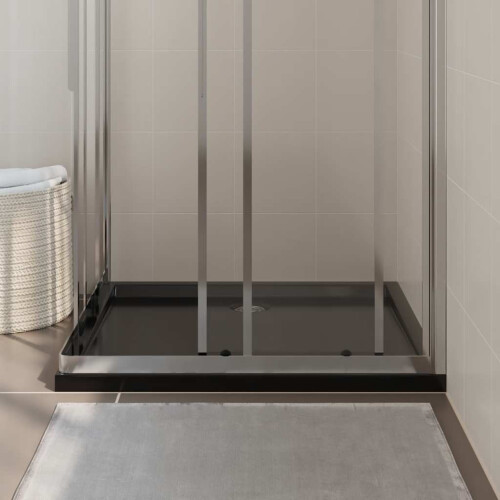 Berkfield Rectangular ABS Shower Base Tray Black 80x90 cm 2