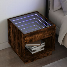 Berkfield Bedside Table with Infinity LED Smoked Oak 50x50x50 cm