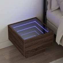 Berkfield Bedside Table with Infinity LED Brown Oak 40x40x30 cm