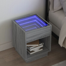Berkfield Bedside Table with Infinity LED Grey Sonoma 40x40x50 cm