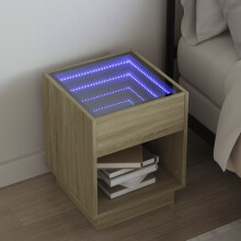 Berkfield Bedside Table with Infinity LED Sonoma Oak 40x40x50 cm