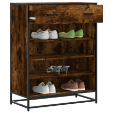 Berkfield Shoe Cabinet Smoked Oak 75x38x97.5 cm Engineered Wood and Metal
