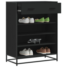 Berkfield Shoe Cabinet Black 75x38x97.5 cm Engineered Wood and Metal