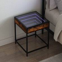 Berkfield Bedside Table with Infinity LED Smoked Oak 40x40x51 cm