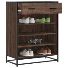 Berkfield Shoe Cabinet Brown Oak 75x38x97.5 cm Engineered Wood and Metal