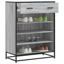 Berkfield Shoe Cabinet Grey Sonoma 75x38x97.5 cm Engineered Wood and Metal