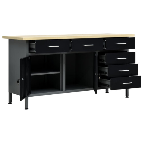 Berkfield Workbench Black 160x60x85 cm Steel 1