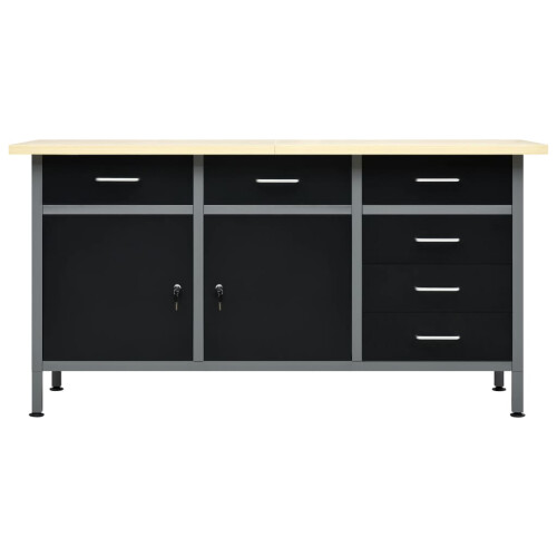 Berkfield Workbench Black 160x60x85 cm Steel 2