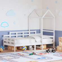 Berkfield Day Bed with Roof without Mattress White 80x200 cm Solid Wood