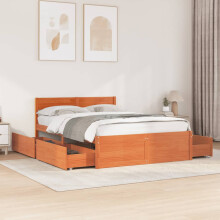 Berkfield Bed Frame without Mattress Wax Brown 120x190 cm Small Double Solid Wood Pine