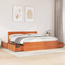 Berkfield Bed Frame without Mattress Wax Brown 180x200 cm Super King Solid Wood Pine