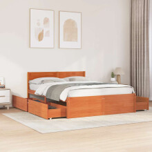 Berkfield Bed Frame without Mattress Wax Brown 140x200 cm Solid Wood Pine