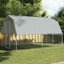 Berkfield Dog Cage with Roof and Door Silver Galvanised Steel