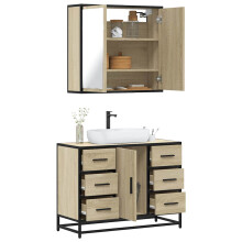 Berkfield 2 Piece Bathroom Furniture Set Sonoma Oak Engineered Wood