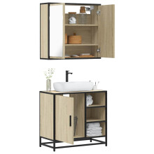 Berkfield 2 Piece Bathroom Furniture Set Sonoma Oak Engineered Wood