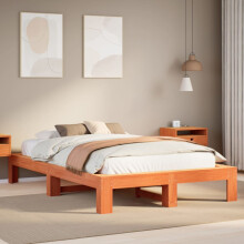 Berkfield Bed Frame without Mattress Wax Brown 120x190 cm Small Double Solid Wood Pine