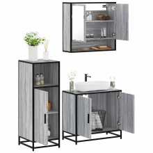 Berkfield 3 Piece Bathroom Furniture Set Grey Sonoma Engineered Wood