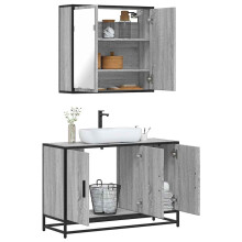 Berkfield 2 Piece Bathroom Furniture Set Grey Sonoma Engineered Wood