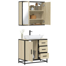 Berkfield 2 Piece Bathroom Furniture Set Sonoma Oak Engineered Wood