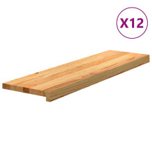 Berkfield Stair Treads 12 pcs Light Brown 90x25x2 cm Solid Wood Oak