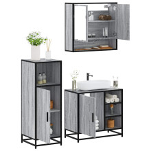 Berkfield 3 Piece Bathroom Furniture Set Grey Sonoma Engineered Wood