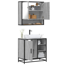 Berkfield 2 Piece Bathroom Furniture Set Grey Sonoma Engineered Wood
