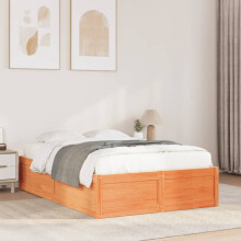 Berkfield Bed Frame without Mattress Wax Brown 135x190 cm Double Solid Wood Pine