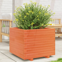 Berkfield Garden Planter Wax Brown 60x60x49.5 cm Solid Wood Pine