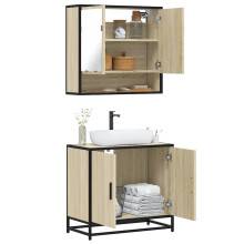 Berkfield 2 Piece Bathroom Furniture Set Sonoma Oak Engineered Wood