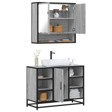 Berkfield 2 Piece Bathroom Furniture Set Grey Sonoma Engineered Wood