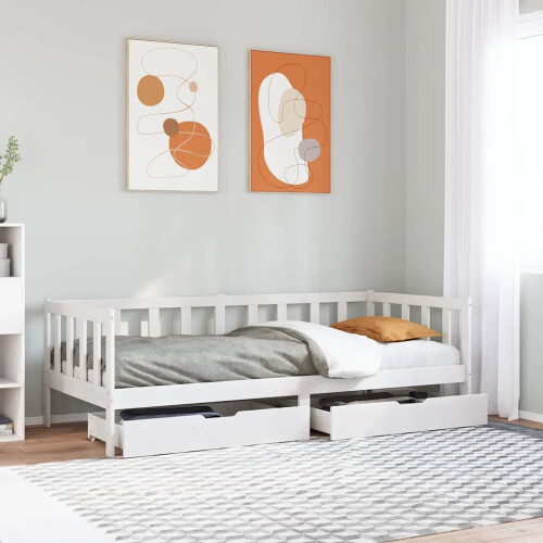 Berkfield Daybed with Drawers without Mattress White 80x200 cm Solid Wood