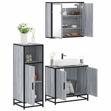 Berkfield 3 Piece Bathroom Furniture Set Grey Sonoma Engineered Wood
