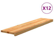 Berkfield Stair Treads 12 pcs Light Brown 110x25x2 cm Solid Wood Oak