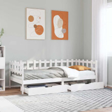 Berkfield Daybed with Drawers without Mattress White 90x190 cm Single Solid Wood
