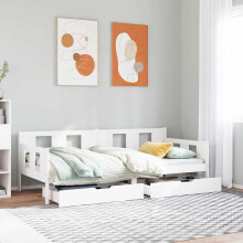 Berkfield Daybed with Drawers without Mattress White 90x200 cm Solid Wood